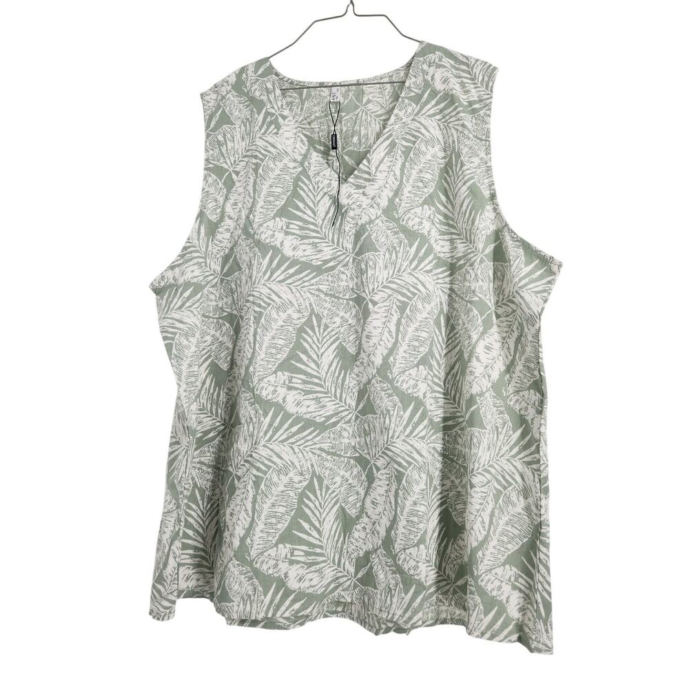 Chigant Sleeveless Cotton Green Tank Top Womens Plus Size XXXL (3X)